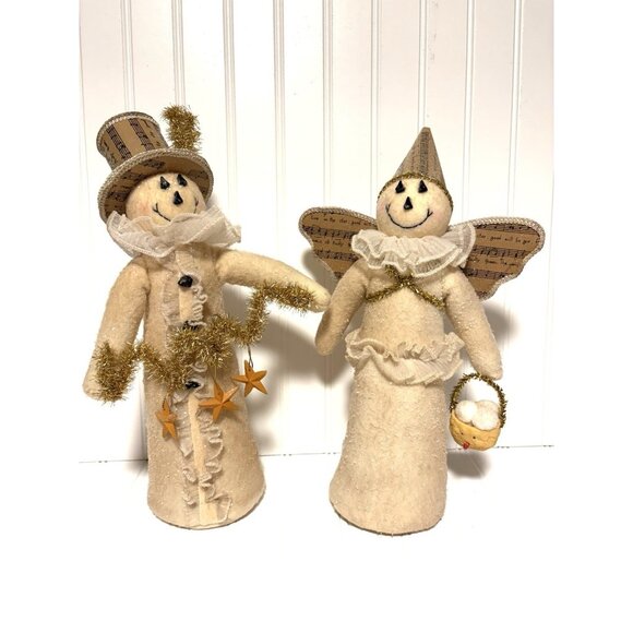 Dee Foust For Bethany Lowe Primitive Christmas Winter Snowman Couple Folk 14” - Picture 1 of 11
